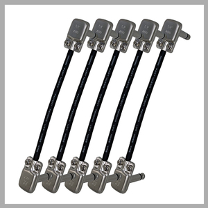 5 Pack Mogami 2319 Pedalboard Patch Lead with SquarePlug SP400 Jacks - Choice of length - SILVER