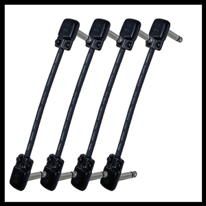 4 Pack Mogami 2319 Pedalboard Patch Lead with SquarePlug SP400 Jacks - Choice of length - BLACK