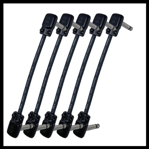 5 Pack Mogami 2319 Pedalboard Patch Lead with SquarePlug SP400 Jacks - Choice of length - BLACK